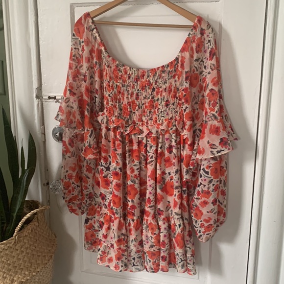 MISA Los Angeles Asra Red Floral Puff Sleeve Dress | US S - Picture 11 of 12